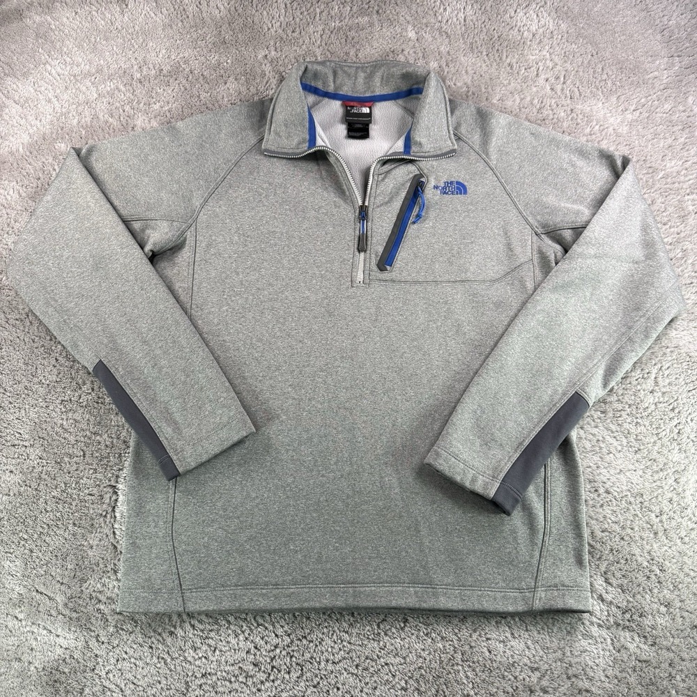 The North Face Fleece Pullover Mens Medium Gray 1/4 Zip Long Sleeve Hiking Top